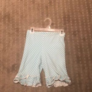 Light blue polka dot ruffle shorts